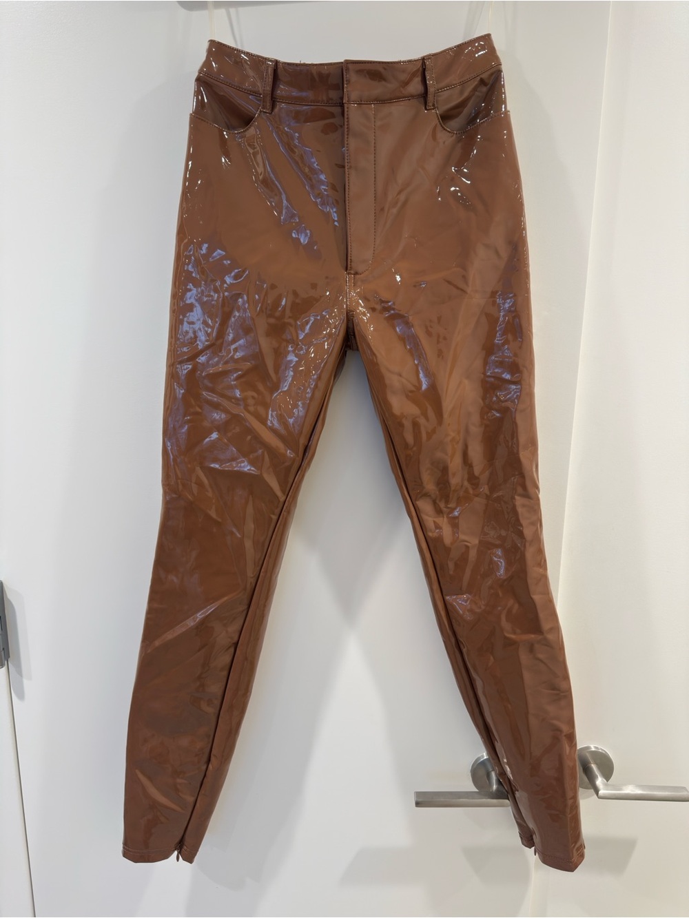 House of CB Haridan Brown Patent Leather Vinyl Pants Size US Small - Picture 2 of 7